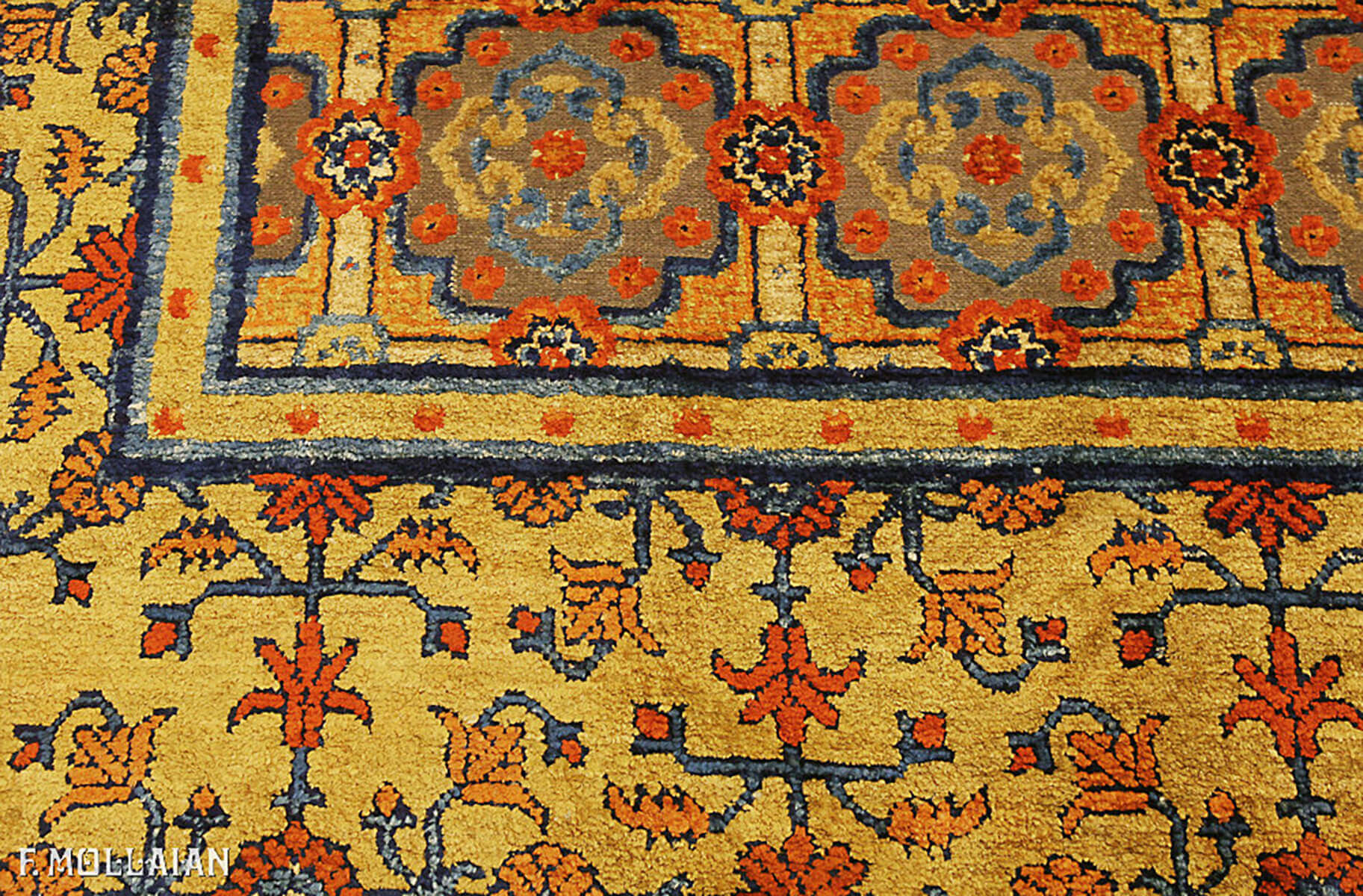 Tapis de Palais Impérial Chinois Antique en Soie et Métal n°:41901411